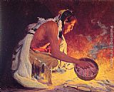 Indian by Firelight